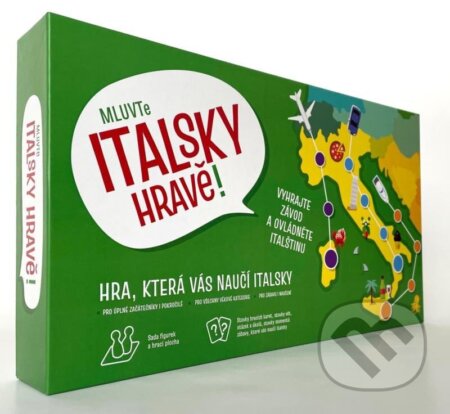 Společenská hra: Italsky Hravě! / Hra která vás naučí italsky (Václav Bolech). , 2023 Společenská hra: Italsky Hravě! / Hra která vás naučí italsky (Václav Bolech). , 2023