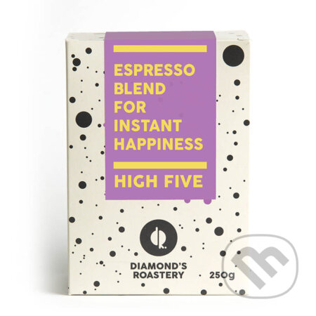 Kávy a čaje: High Five Espresso blend (Diamonds Roastery). Diamonds Roastery, 2023 Kávy a čaje: High Five Espresso blend (Diamonds Roastery). Diamonds Roastery, 2023