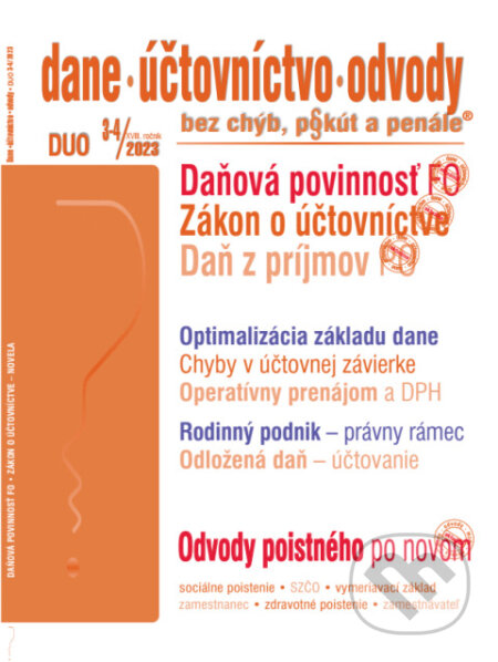 Kniha: Dane, účtovníctvo, odvody bez chýb, pokút a penále č. 3-4 / 2023 - Daňová povinnosť fyzickej osoby (Poradca s.r.o.). Poradca s.r.o., 2023 Kniha: Dane, účtovníctvo, odvody bez chýb, pokút a penále č. 3-4 / 2023 - Daňová povinnosť fyzickej osoby (Poradca s.r.o.). Poradca s.r.o., 2023