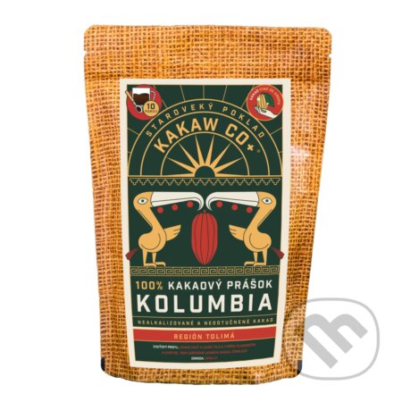 Kávy a čaje: Kakaový prášok 100% Kolumbia Tolimá (Kakaw Co+). Kakaw Co+, 2023 Kávy a čaje: Kakaový prášok 100% Kolumbia Tolimá (Kakaw Co+). Kakaw Co+, 2023
