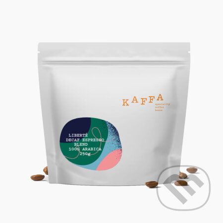Kávy a čaje: KAFFA LIBERTÉ DECAF ESPRESSO BLEND 100% bezkofeínová 250g (KAFFA). KAFFA, 2023 Kávy a čaje: KAFFA LIBERTÉ DECAF ESPRESSO BLEND 100% bezkofeínová 250g (KAFFA). KAFFA, 2023