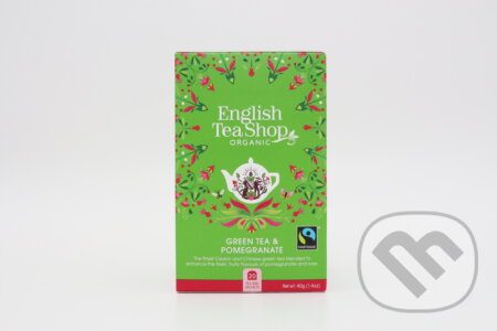 Kávy a čaje: Zelený čaj s granátovým jablkom 20 x 2 g (English Tea Shop). English Tea Shop, 2023 Kávy a čaje: Zelený čaj s granátovým jablkom 20 x 2 g (English Tea Shop). English Tea Shop, 2023