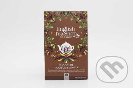 Kávy a čaje: Rooibos s čokoládou a vanilkou 20 x 2 g (English Tea Shop). English Tea Shop, 2023 Kávy a čaje: Rooibos s čokoládou a vanilkou 20 x 2 g (English Tea Shop). English Tea Shop, 2023