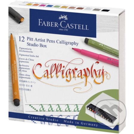 PITT kaligrafické fixky set 12 farieb-studio box, Faber-Castell