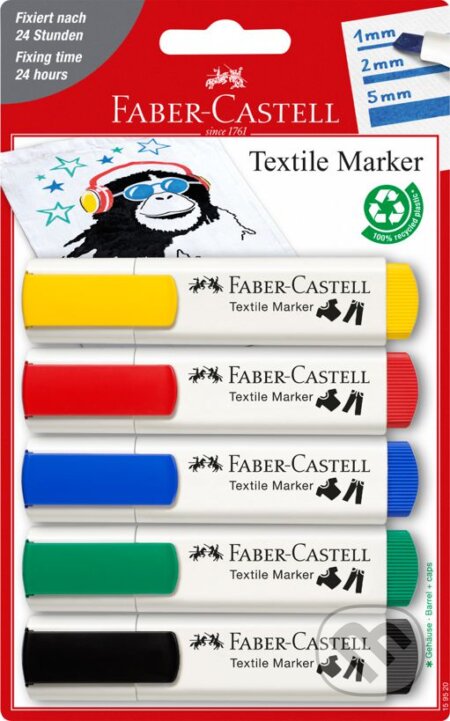 Popisovače na textil set 5 kusov (Faber-Castell). Faber-Castell Popisovače na textil set 5 kusov (Faber-Castell). Faber-Castell