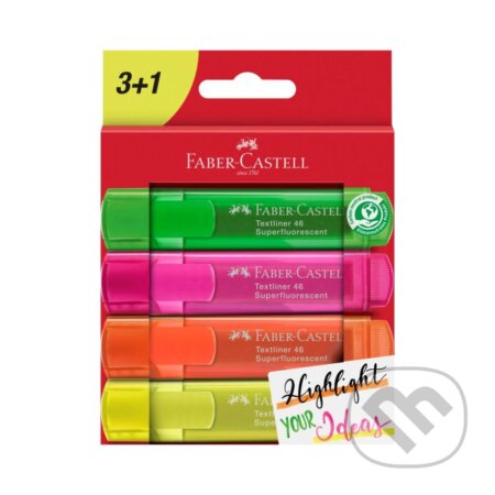 Zvýrazňovač Superfluo, 4 farby (Faber-Castell). Faber-Castell Zvýrazňovač Superfluo, 4 farby (Faber-Castell). Faber-Castell