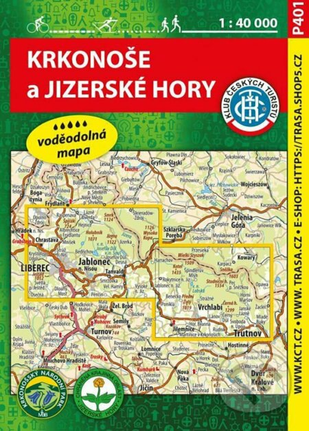 Krkonoše a Jizerské hory 1:40 000 / voděodolná mapa, Klub českých turistů, 2018