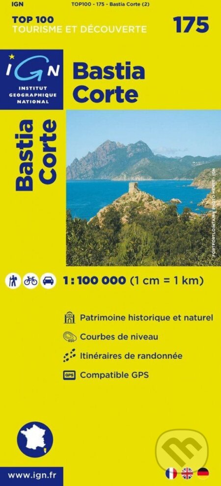 IGN 175s. Bastia Corte 1:100 000, Instituto Geografico De Agostini