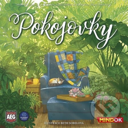 Spoločenská hra: Pokojovky (Aaron Mesburne, Kevin Russ, Molly Johnsonová a Shawn Stankewich). Mindok, 2023 Spoločenská hra: Pokojovky (Aaron Mesburne, Kevin Russ, Molly Johnsonová a Shawn Stankewich). Mindok, 2023