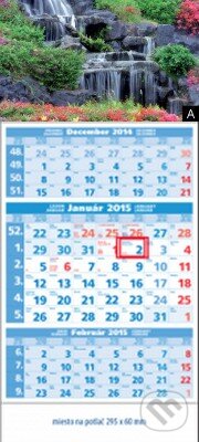 Štandardný 3-mesačný kalendár 2015 s motívom vodopádu, Spektrum grafik, 2014