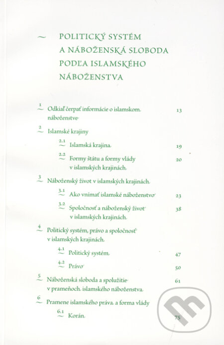 Kniha: Politický systém a náboženská sloboda podľa islamského náboženstva (Abdulwahab Al-Sbenaty). Alja, 2011 Kniha: Politický systém a náboženská sloboda podľa islamského náboženstva (Abdulwahab Al-Sbenaty). Alja, 2011