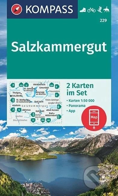 Salzkammergurt 1:50 000 / sada 2 turistických map KOMPASS 229 (Kompass). Kompass, 2022 Salzkammergurt 1:50 000 / sada 2 turistických map KOMPASS 229 (Kompass). Kompass, 2022