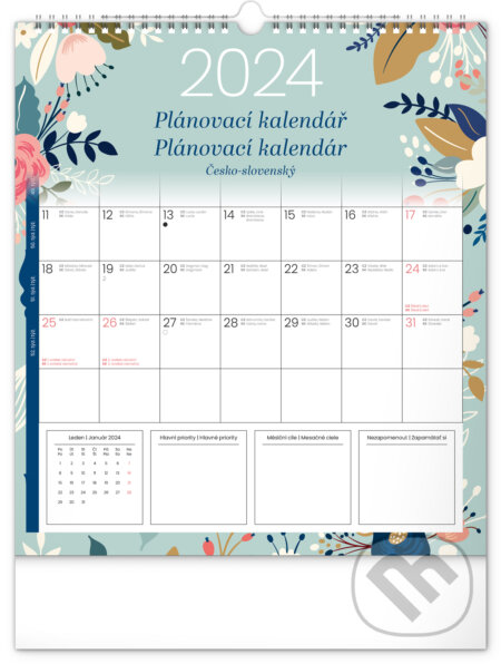 Nástěnný plánovací kalendář Květy / nástenný plánovací kalendár Kvety 2024, Notique, 2023