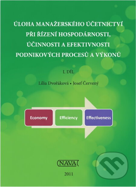 Kniha: Úloha manažerského účetnictví při řízení hospodárnosti, účinnosti a efektivnosti podnikových procesů a výkonů (Lilia Dvořáková a Josef Červený). Nava, 2012 Kniha: Úloha manažerského účetnictví při řízení hospodárnosti, účinnosti a efektivnosti podnikových procesů a výkonů (Lilia Dvořáková a Josef Červený). Nava, 2012