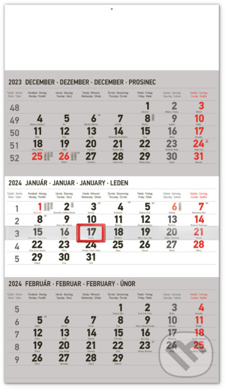 Nástenný kalendár 3-mesačný štandard 2024 - šedý (Notique). Notique, 2023 Nástenný kalendár 3-mesačný štandard 2024 - šedý (Notique). Notique, 2023