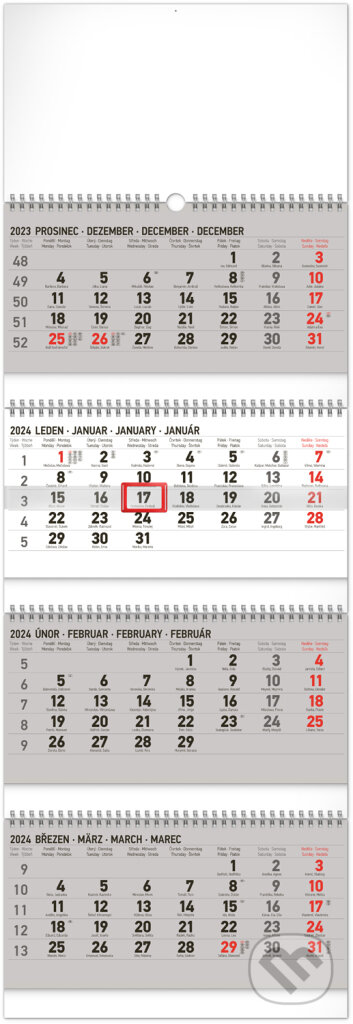 Nástěnný kalendář 4měsíční standard skládací 2024, Notique, 2023