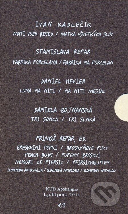 Kniha: Haiku 2014 (Daniel Hevier, Daniela Bojnanská, Ivan Kadlečík a Stanislava Chrobáková Repar). KUD Apokalipsa Ľubľana, 2014 Kniha: Haiku 2014 (Daniel Hevier, Daniela Bojnanská, Ivan Kadlečík a Stanislava Chrobáková Repar). KUD Apokalipsa Ľubľana, 2014
