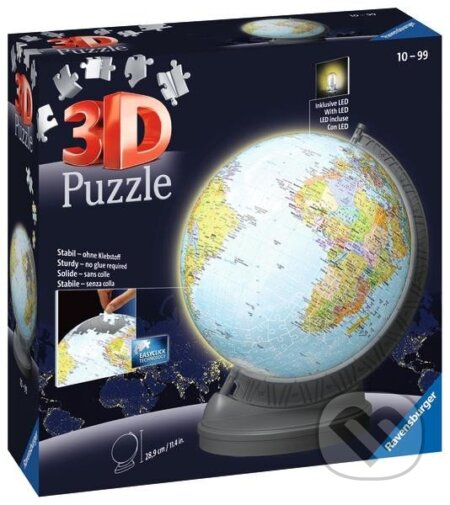 Puzzle: Svítící globus 3D (Ravensburger). Ravensburger, 2023 Puzzle: Svítící globus 3D (Ravensburger). Ravensburger, 2023