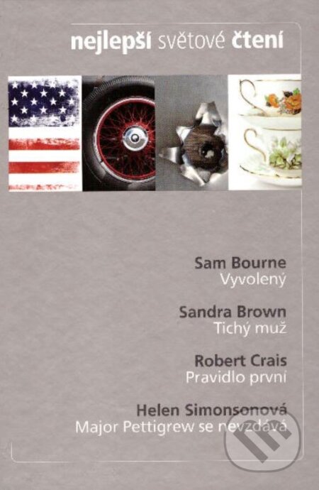 Kniha: Vyvolený, Tichý muž, Pravidlo první, Major Pettigrew se nevzdává (Helen Simonson, Robert Crais, Sam Bourne a Sandra Brown). Výběr Readers Digest, 2012 Kniha: Vyvolený, Tichý muž, Pravidlo první, Major Pettigrew se nevzdává (Helen Simonson, Robert Crais, Sam Bourne a Sandra Brown). Výběr Readers Digest, 2012