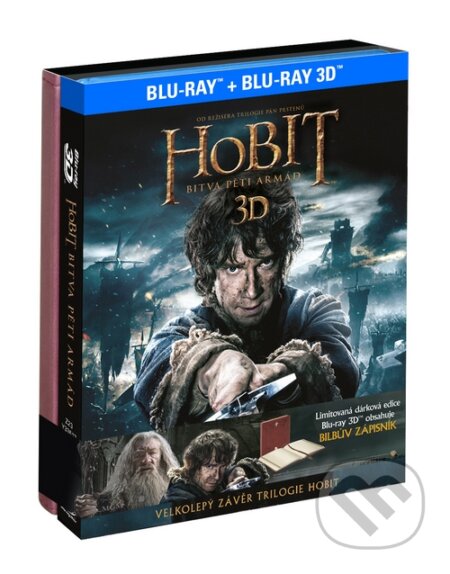 Film: Hobit: Bitva pěti armád 3D Dárková edice Bilbův zápisník (Peter Jackson) (Blu-ray3D). Magicbox, 2015 Film: Hobit: Bitva pěti armád 3D Dárková edice Bilbův zápisník (Peter Jackson) (Blu-ray3D). Magicbox, 2015