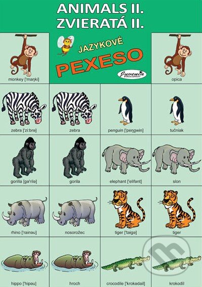 Jazykové pexeso: Animals II. / Zvieratá II. (Juvenia Education Studio). Juvenia Education Studio, 2015 Jazykové pexeso: Animals II. / Zvieratá II. (Juvenia Education Studio). Juvenia Education Studio, 2015