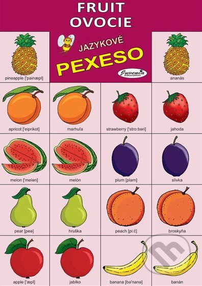 Jazykové pexeso: Fruit / Ovocie (Juvenia Education Studio). Juvenia Education Studio, 2015 Jazykové pexeso: Fruit / Ovocie (Juvenia Education Studio). Juvenia Education Studio, 2015