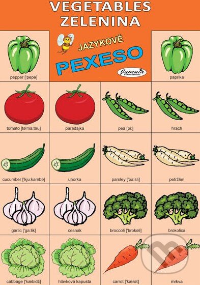 Jazykové pexeso: Vegetables / Zelenina (Juvenia Education Studio). Juvenia Education Studio, 2015 Jazykové pexeso: Vegetables / Zelenina (Juvenia Education Studio). Juvenia Education Studio, 2015