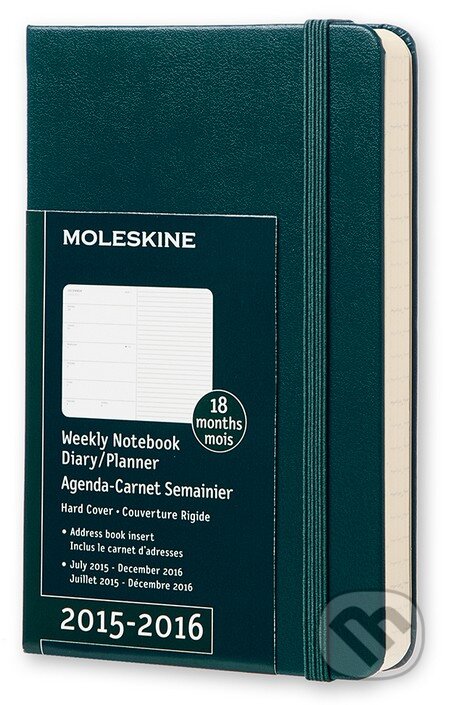 Moleskine – 18-mesačný plánovací tmavozelený 2015/2016, Moleskine, 2015