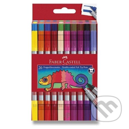 Popisovače Fibre-Tip obojstranné 20 farebné (Faber-Castell). Faber-Castell, 2023 Popisovače Fibre-Tip obojstranné 20 farebné (Faber-Castell). Faber-Castell, 2023