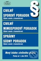 Kniha: Civilný sporový poriadok, Civilný mimosporový poriadok a Správny súdny poriadok (Nová Práca). Nová Práca, 2015 Kniha: Civilný sporový poriadok, Civilný mimosporový poriadok a Správny súdny poriadok (Nová Práca). Nová Práca, 2015