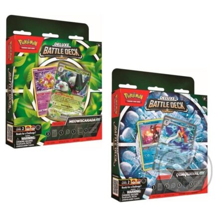 Spoločenská hra: Pokémon TCG: Deluxe Battle Deck - Meowscarada ex / Quaquaval ex (Pokemon). Pokemon, 2023 Spoločenská hra: Pokémon TCG: Deluxe Battle Deck - Meowscarada ex / Quaquaval ex (Pokemon). Pokemon, 2023