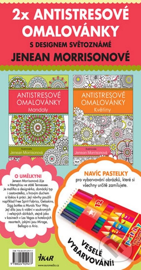 Kniha: Antistresové omalovánky s pastelkami - set (Jenean Morrison). Ikar CZ, 2015 Kniha: Antistresové omalovánky s pastelkami - set (Jenean Morrison). Ikar CZ, 2015