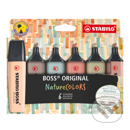 Zvýrazňovač - STABILO BOSS ORIGINAL NatureCOLORS - 6 ks sada - béžová, teplá šedá, zemitá zelená, bahenná zelená, siena, umbra (STABILO). STABILO, 2023 Zvýrazňovač - STABILO BOSS ORIGINAL NatureCOLORS - 6 ks sada - béžová, teplá šedá, zemitá zelená, bahenná zelená, siena, umbra (STABILO). STABILO, 2023