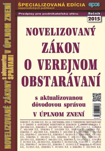 Kniha: Novelizovaný Zákon o verejnom obstarávaní (Epos). Epos, 2015 Kniha: Novelizovaný Zákon o verejnom obstarávaní (Epos). Epos, 2015