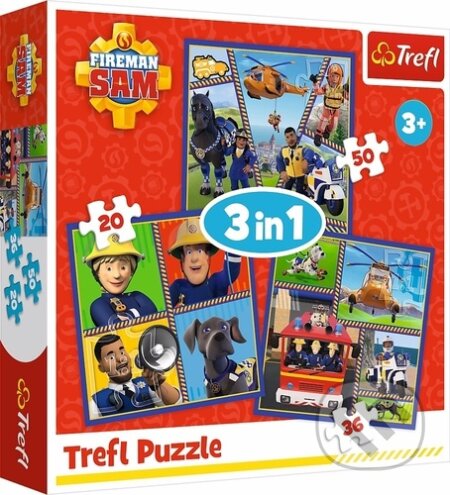 Puzzle: Požárník Sam Samův den 3v1 (Trefl). Trefl, 2023 Puzzle: Požárník Sam Samův den 3v1 (Trefl). Trefl, 2023