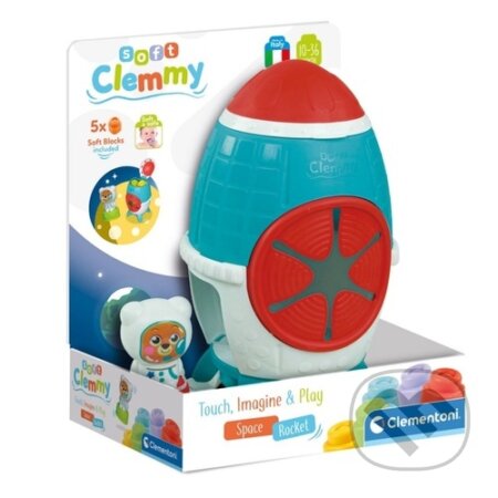 Spoločenská hra: Soft Clemmy - Senzorický box Vesmírná raketa s 5 kostkami (Clementoni). Clementoni, 2023 Spoločenská hra: Soft Clemmy - Senzorický box Vesmírná raketa s 5 kostkami (Clementoni). Clementoni, 2023