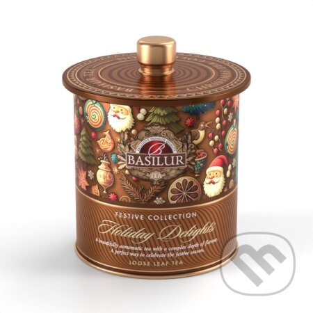 Kávy a čaje: BASILUR Festive Tea Holiday Delights plech 75g (Bio - Racio). Bio - Racio, 2023 Kávy a čaje: BASILUR Festive Tea Holiday Delights plech 75g (Bio - Racio). Bio - Racio, 2023