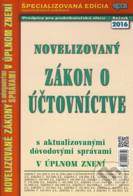 Kniha: Novelizovaný Zákon o účtovníctve (Epos). Epos, 2016 Kniha: Novelizovaný Zákon o účtovníctve (Epos). Epos, 2016