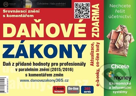 E-kniha: Daň z přidané hodnoty v paralelním znění 2015/2016 s komentářem novel (Autorský kolektiv). DonauMedia, 2016 E-kniha: Daň z přidané hodnoty v paralelním znění 2015/2016 s komentářem novel (Autorský kolektiv). DonauMedia, 2016