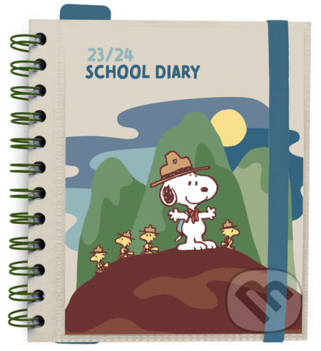 Plánovací denný školský diár 2023/2024 Snoopy se samolepkami, záložkami a obálkou, , 2023