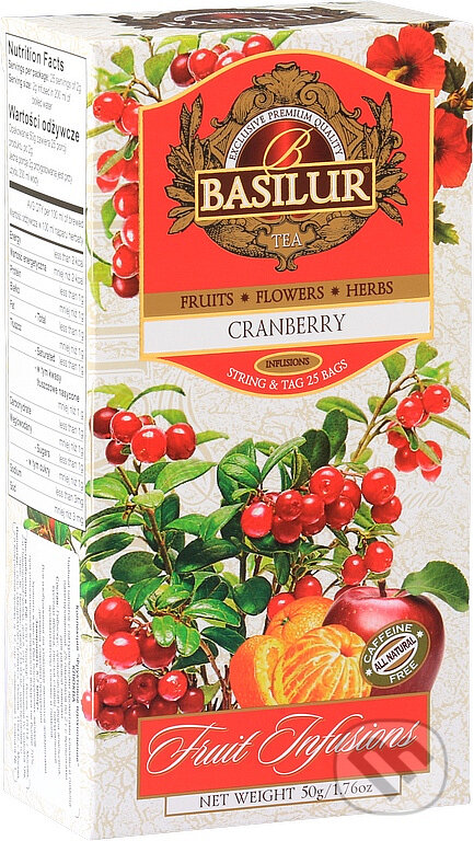 Kávy a čaje: BASILUR Fruit Cranberry 25x2g (Bio - Racio). Bio - Racio, 2023 Kávy a čaje: BASILUR Fruit Cranberry 25x2g (Bio - Racio). Bio - Racio, 2023