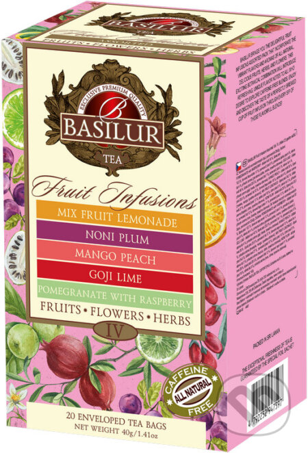 Kávy a čaje: BASILUR Fruit Infusions Assorted Vol. IV. 20x2g (Bio - Racio). Bio - Racio, 2023 Kávy a čaje: BASILUR Fruit Infusions Assorted Vol. IV. 20x2g (Bio - Racio). Bio - Racio, 2023