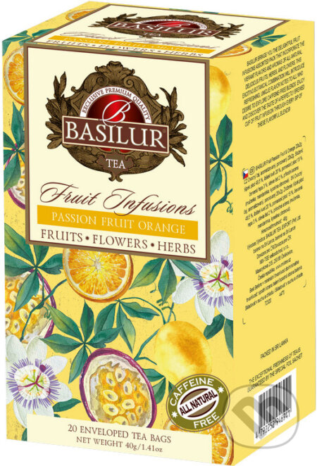 Kávy a čaje: BASILUR Fruit Passion Fruit & Orange 20x2g (Bio - Racio). Bio - Racio, 2023 Kávy a čaje: BASILUR Fruit Passion Fruit & Orange 20x2g (Bio - Racio). Bio - Racio, 2023