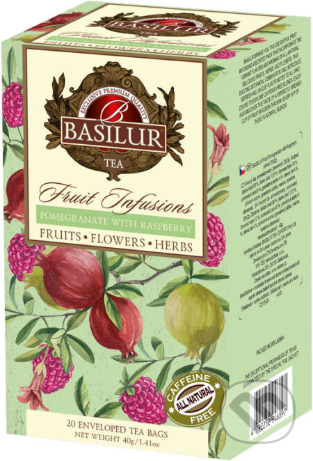 Kávy a čaje: BASILUR Fruit Pomegranate with Raspberry 20x2g (Bio - Racio). Bio - Racio, 2023 Kávy a čaje: BASILUR Fruit Pomegranate with Raspberry 20x2g (Bio - Racio). Bio - Racio, 2023