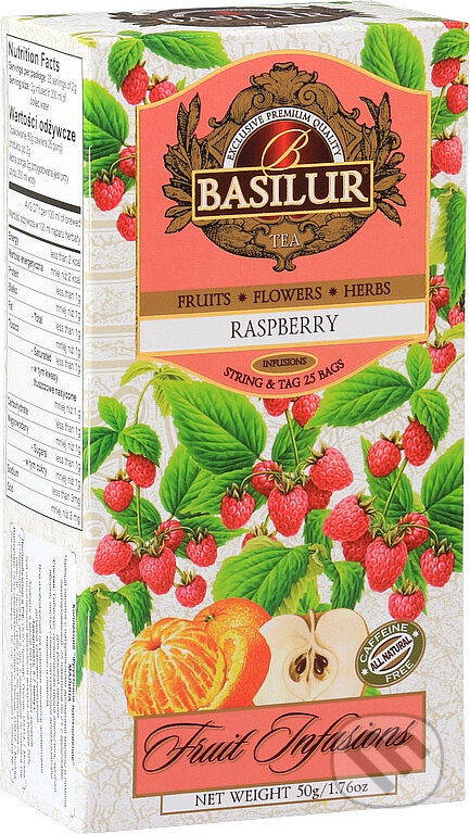 Kávy a čaje: BASILUR Fruit Raspberry 25x2g (Bio - Racio). Bio - Racio, 2023 Kávy a čaje: BASILUR Fruit Raspberry 25x2g (Bio - Racio). Bio - Racio, 2023