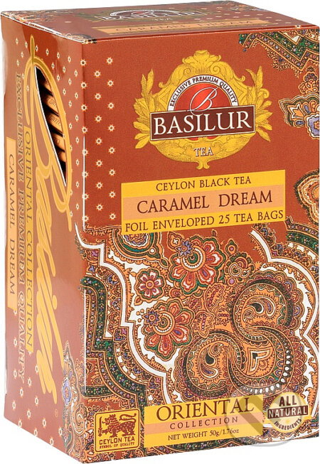Kávy a čaje: BASILUR Orient Caramel Dream papier 25x2g (Bio - Racio). Bio - Racio, 2023 Kávy a čaje: BASILUR Orient Caramel Dream papier 25x2g (Bio - Racio). Bio - Racio, 2023