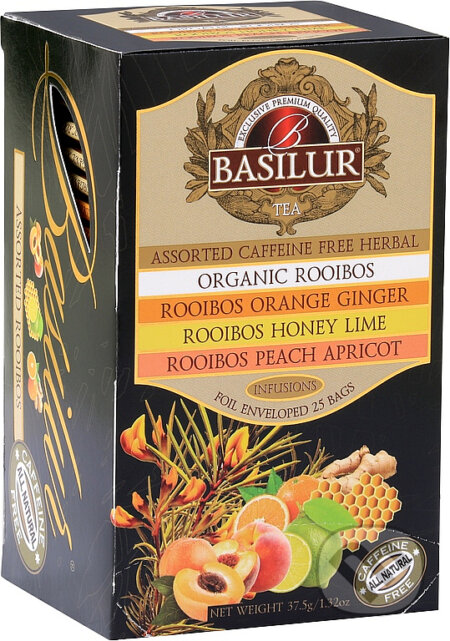Kávy a čaje: BASILUR Rooibos Assorted 25x1,5g (Bio - Racio). Bio - Racio, 2023 Kávy a čaje: BASILUR Rooibos Assorted 25x1,5g (Bio - Racio). Bio - Racio, 2023