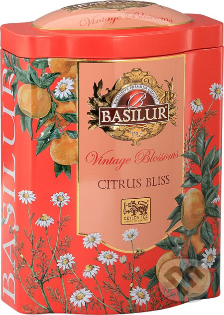 Kávy a čaje: BASILUR Vintage Blossoms Citrus Bliss plech 100g (Bio - Racio). Bio - Racio, 2023 Kávy a čaje: BASILUR Vintage Blossoms Citrus Bliss plech 100g (Bio - Racio). Bio - Racio, 2023