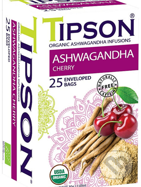 Kávy a čaje: TIPSON BIO Ashwagandha Cherry 25x1,2g (Bio - Racio). Bio - Racio, 2023 Kávy a čaje: TIPSON BIO Ashwagandha Cherry 25x1,2g (Bio - Racio). Bio - Racio, 2023