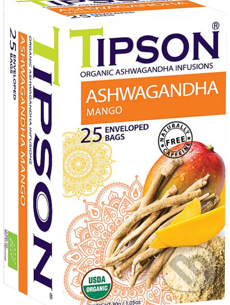 Kávy a čaje: TIPSON BIO Ashwagandha Mango 25x1,2g (Bio - Racio). Bio - Racio, 2023 Kávy a čaje: TIPSON BIO Ashwagandha Mango 25x1,2g (Bio - Racio). Bio - Racio, 2023